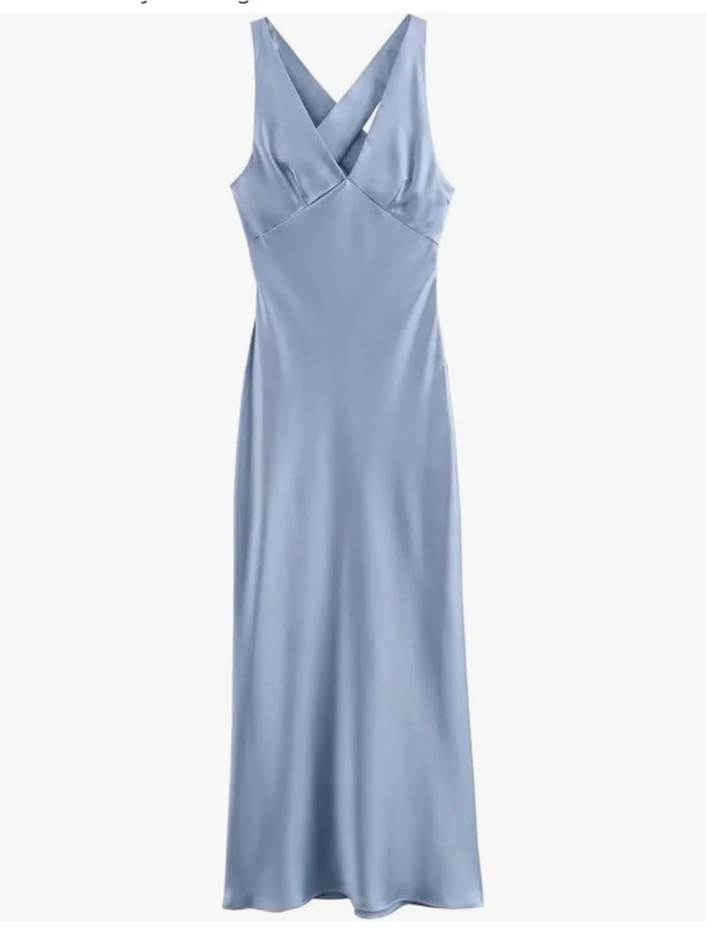 Zara Powder Blue Satin Cross-Back Maxi Dress